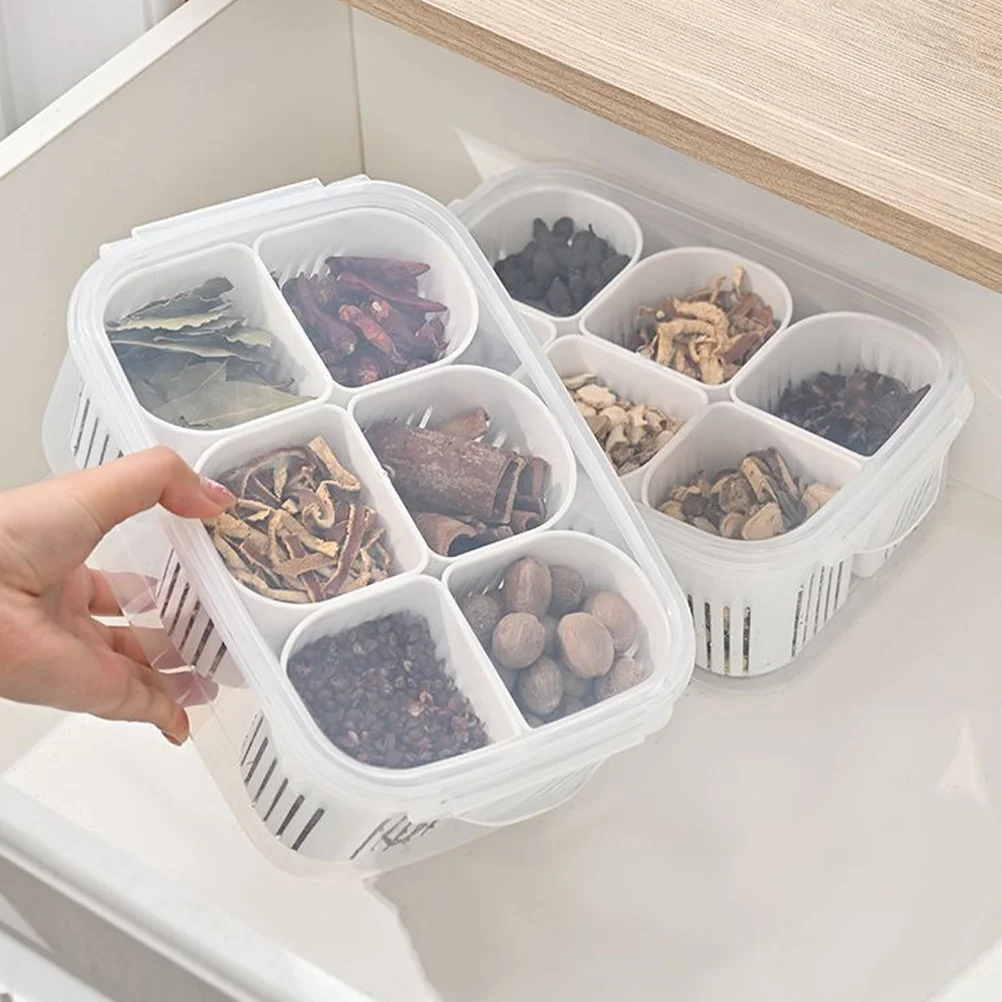 

Transparent 6-compartment Kitchen Onion Fridge Boxes Drain Supplies Food Preservation Cases Refrigerator