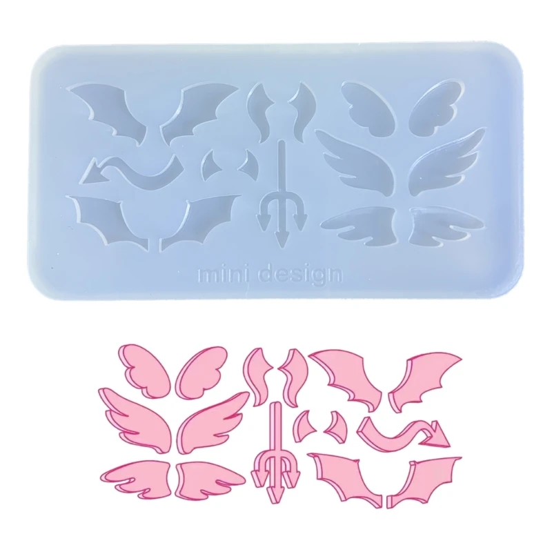 Angel Devil Silicone Mold Epoxy Resin Casting Mold Pendant Jewelry 517F 517f 1 pair earrings silicone mold epoxy mold diy earring hanging pendant mold keychain jewelry backpack decors for girl lady