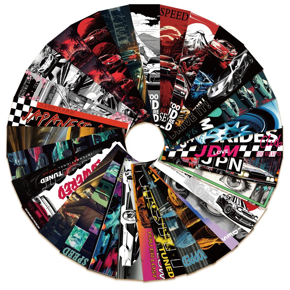 

30Pcs JDM Bookmarks Car Modification Logo Stickers Decal Decoration DIY Kid Toy Phone Notebook Suitcase Motorcycle Sticker