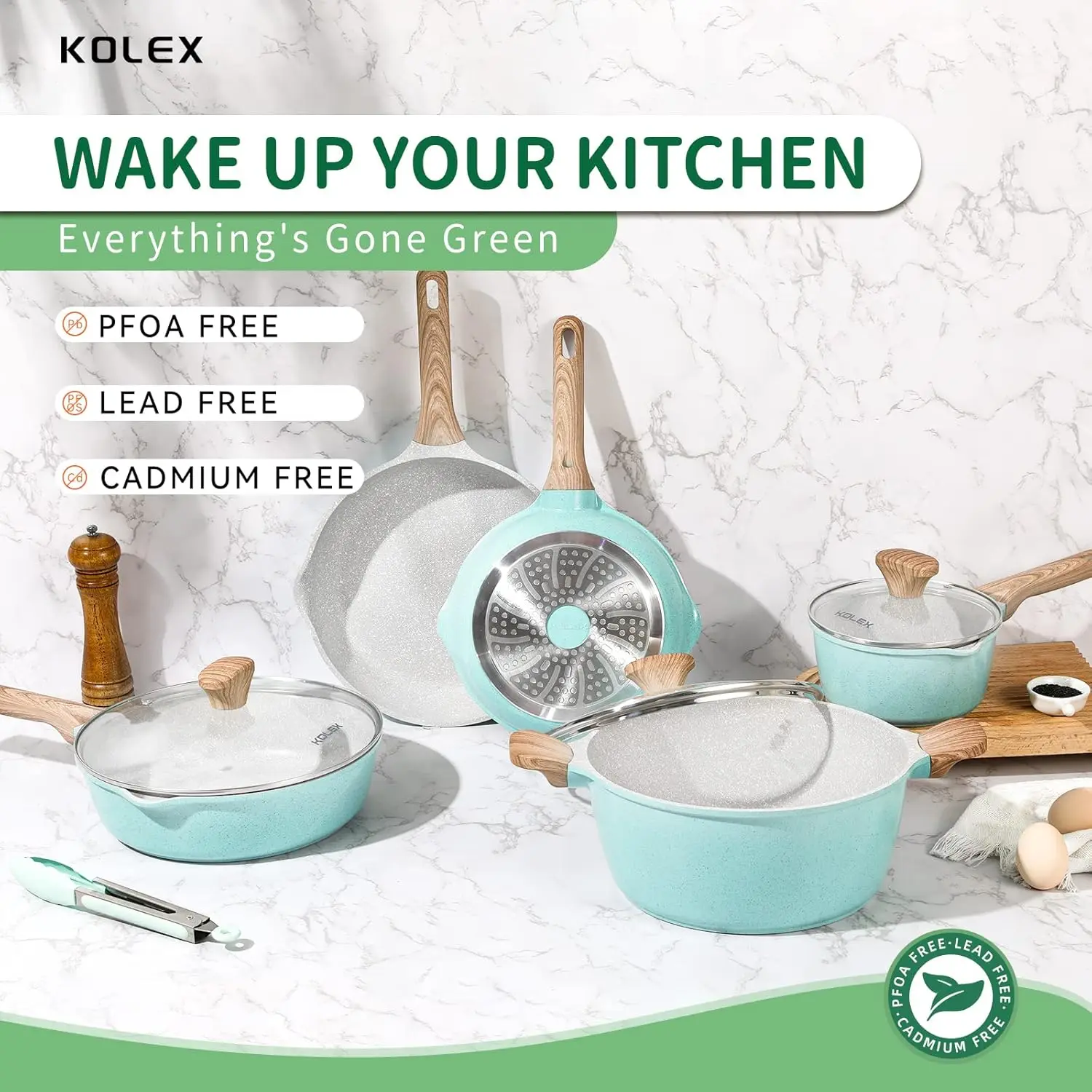 12-Piece Kitchenware Pots and Pans Set Granite Coating,Includes Frying Pans,Deep Frying pans 3