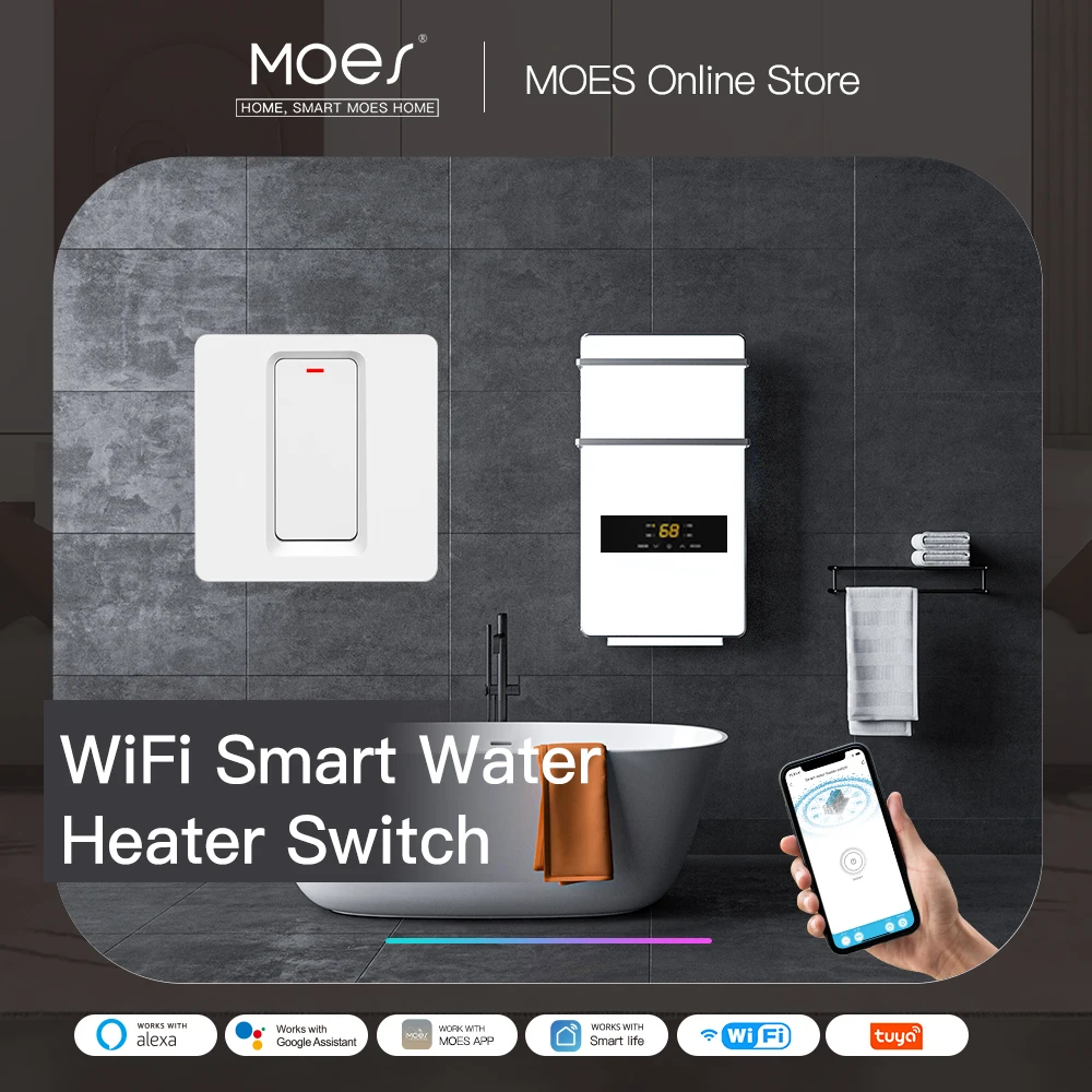 MOES Tuya สมาร์ท WiFi เครื่องทำน้ำอุ่นหม้อไอน้ำสวิทช์ Smart Life APP ควบคุมแบบไร้สายจับเวลาสำหรับความร้อนน้ำสำหรับ Alexa Google Home 1