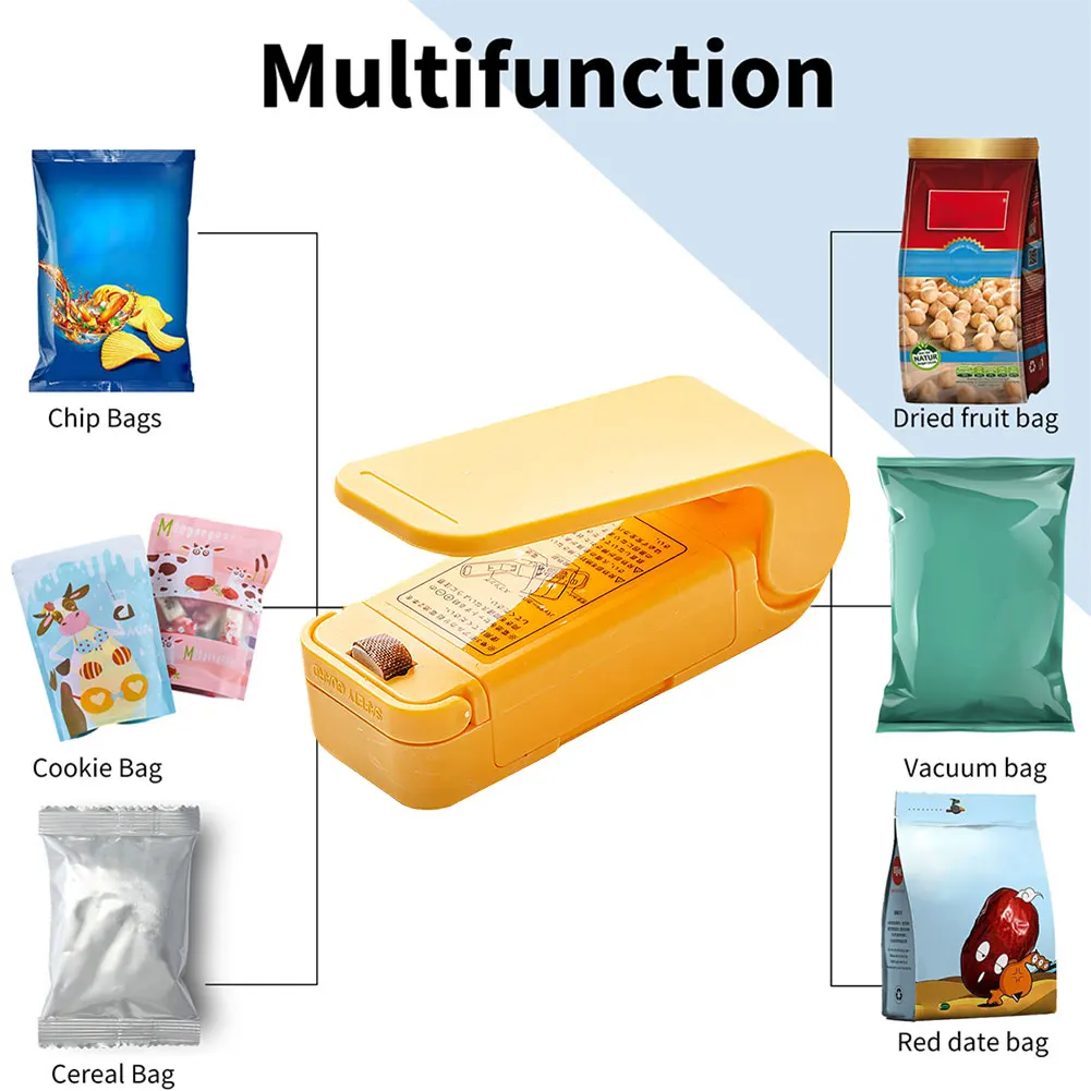 Mini Snacks Sealer Handheld Food Bag Sealer Hand Press Preservation Bags Sealer 2-speed Adjustable Moisture-proof Home Supplies 3