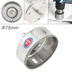 Hole Saw 75mm Diamond Coated Core Hole Saw Drill Bit Kit Tools Glass Drill Hole Opener for Tiles Glass Ceramic