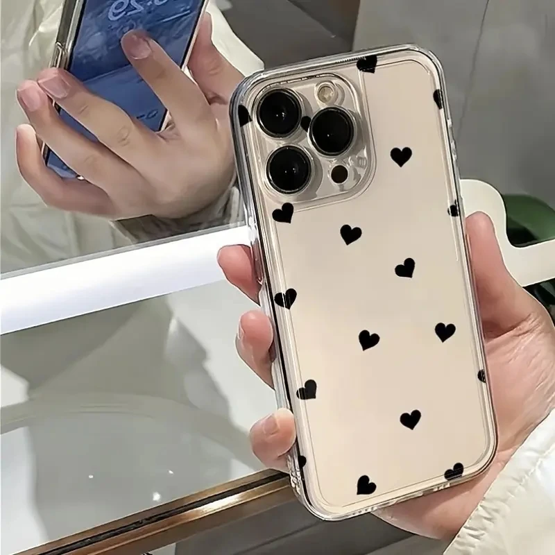 Chic Black Love Pattern Phone Case - Small Size