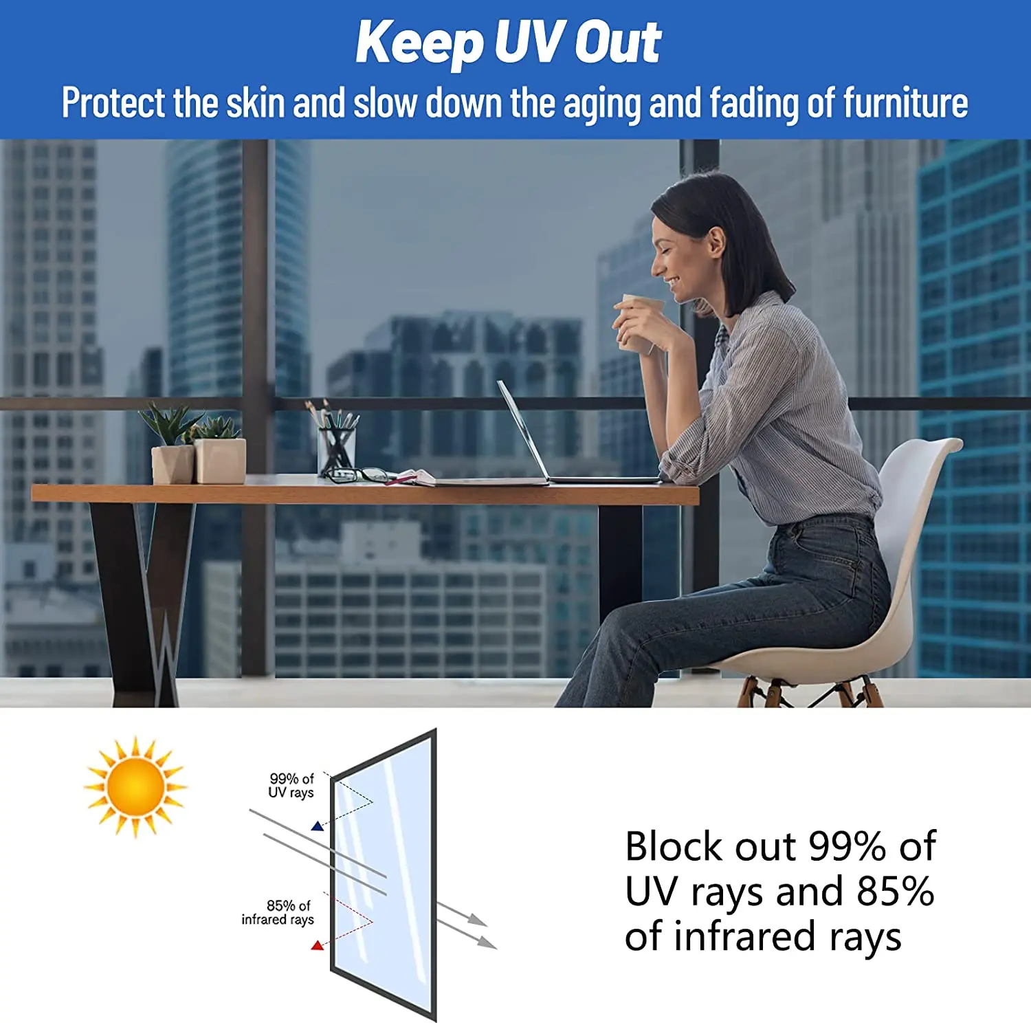 YaJing One Way Mirror Window Film Privacy Sun Blocking Heat Control Anti UV Reflective Film Self Adhesive Glass Sticker for Home