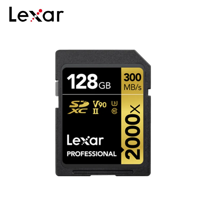 Original Lexar 2000X 300MB/s 64GB Memory SD Card 128GB 256GB SDXC UHS-II U3 Flash Hight speed Card For 3D 4K Digital DSLR Camera 128gb sd Memory Cards