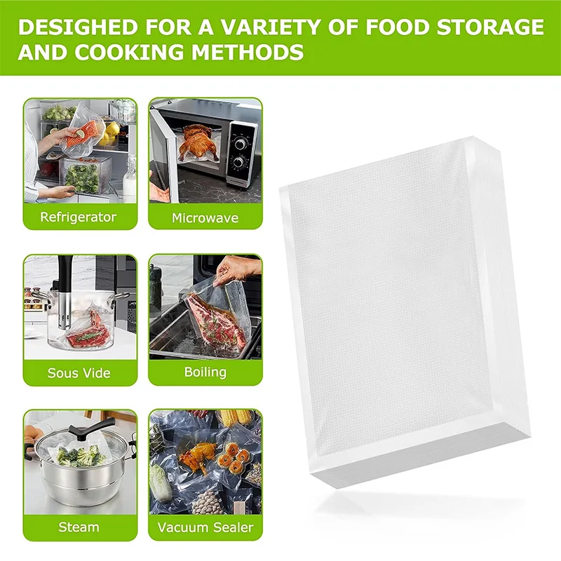 MAGIC SEAL Food Vacuum Sealer Bags for vacuum packaging machine Sous Vide Storage Bags, Texture Vacuum Bags 100Pieces7.9X11.8in