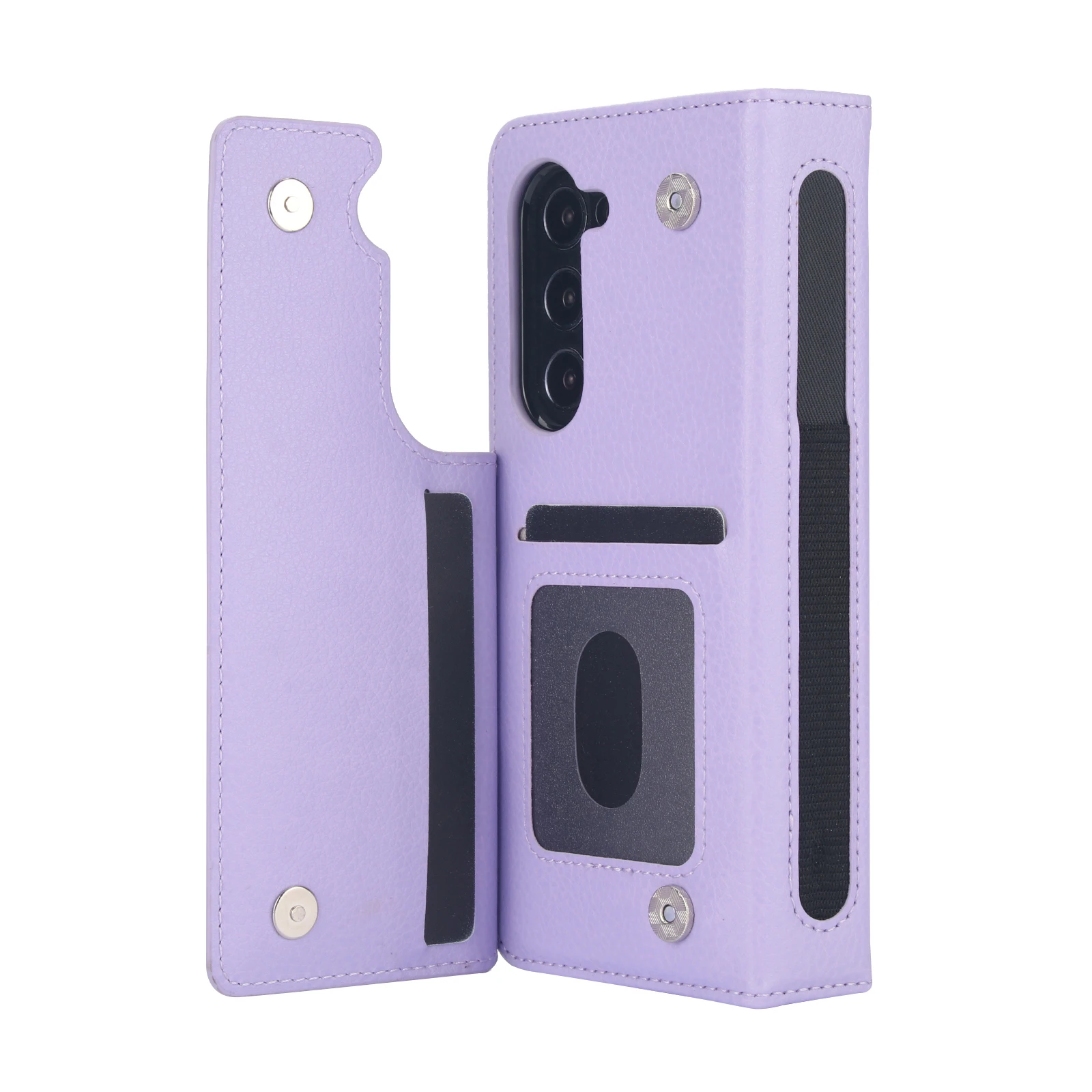 Premium PU Leather Wallet Case with Card Holder & Kickstand, Double Magnetic Clasp