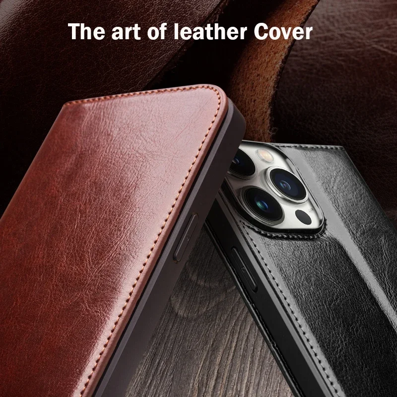 QIALINO Luxury Thin Case for iPhone15 14 13 12 11 Pro Max Mini Genuine Leather Fashion Cover for XR XS Max 7 8 14 Plus Card Slot 6