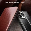 QIALINO Luxury Thin Case for iPhone15 14 13 12 11 Pro Max Mini Genuine Leather Fashion Cover for XR XS Max 7 8 14 Plus Card Slot 6