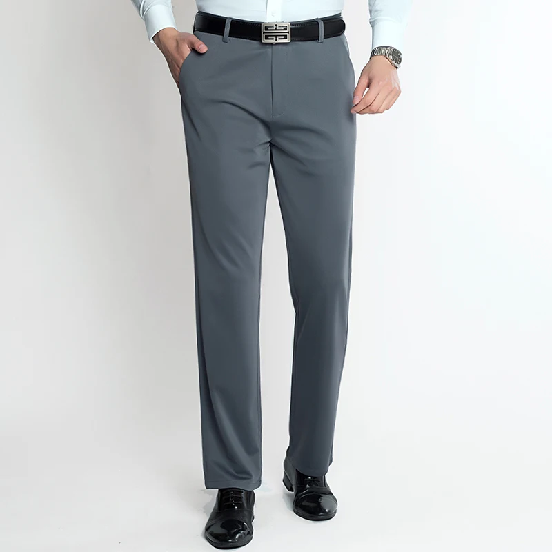 Summer Thin Men's Ice Silk Four Side Elastic Casual Pants Work Pants Loose Breathable Middle-aged and Young Men's stretch pants thin trousers men pants