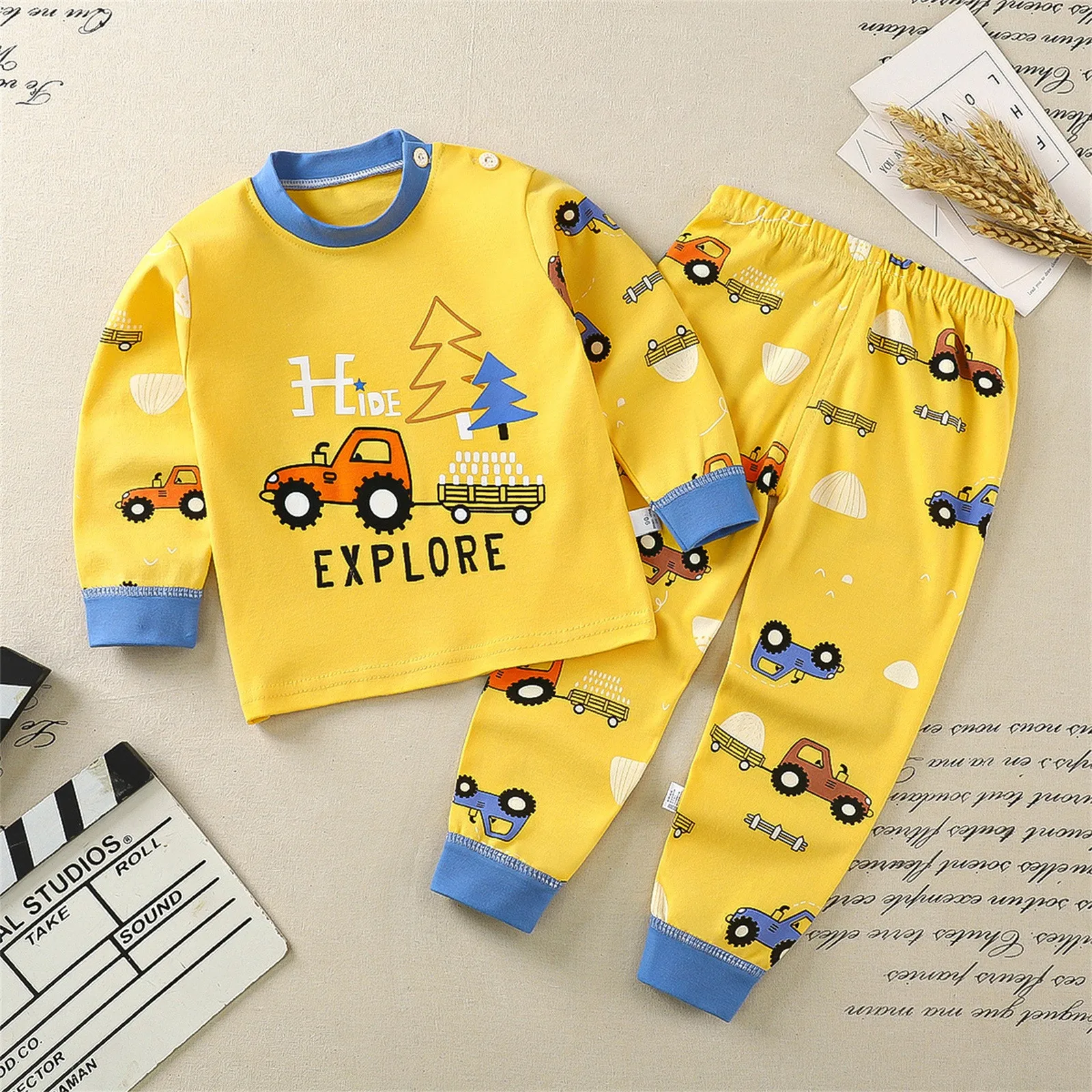 Kids Infant Newborn Baby Pj&rsquo;s Boys Girls Long Sleeve Cartoon Tops Pants Sleepwear Pajamas Teen Boy Night Clothes Boy baby pajamas