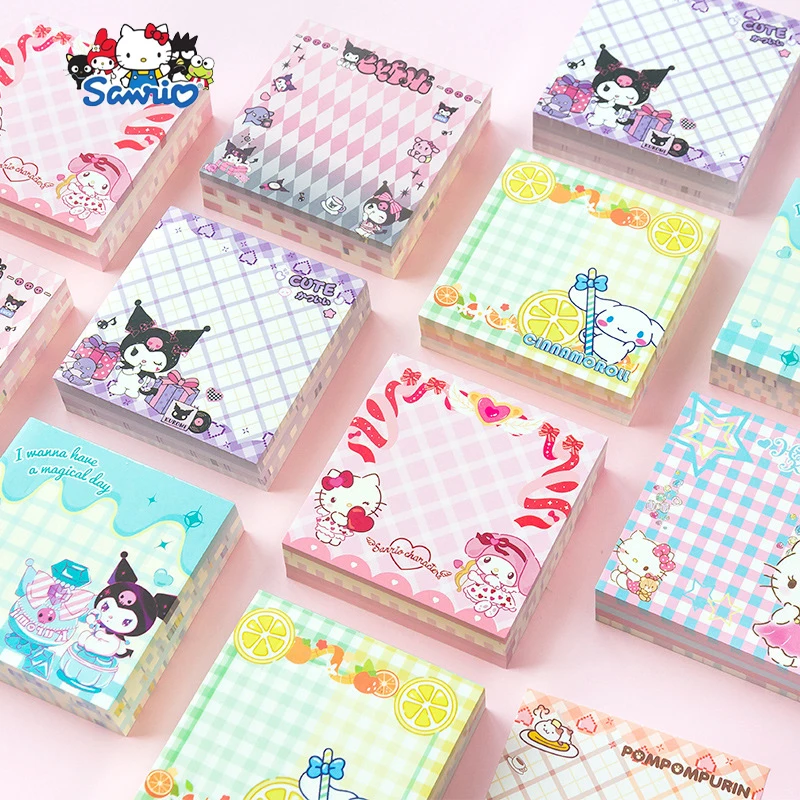 

200 Sheets Hello Kitty Note Pad Kawaii Cute Sanrio Kuromi Cinnamoroll Cartoon Cute Memo Message Book Sticky Notes Toys Girls