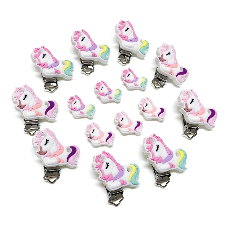 3/10pcs New Silicone Unicorn Beads Teether Food-Grade Chewing Teeth Bead DIY Nipple Chain Jewelry Accessories
