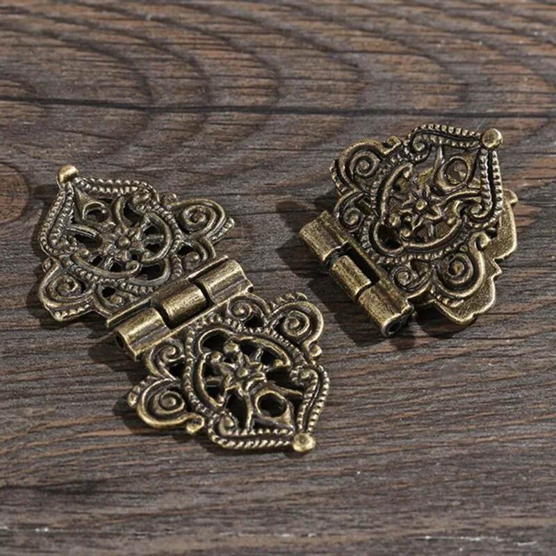 3PCS Vintage Alloy Hollow Flower Furniture Hinge 24*54mm