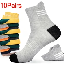 

10 Pairs Cotton Crew Stripe Men Sports Socks Women Long Tube Sox Spring Autumn Soft Warm Breathable Elastic Ear-lifting Sock
