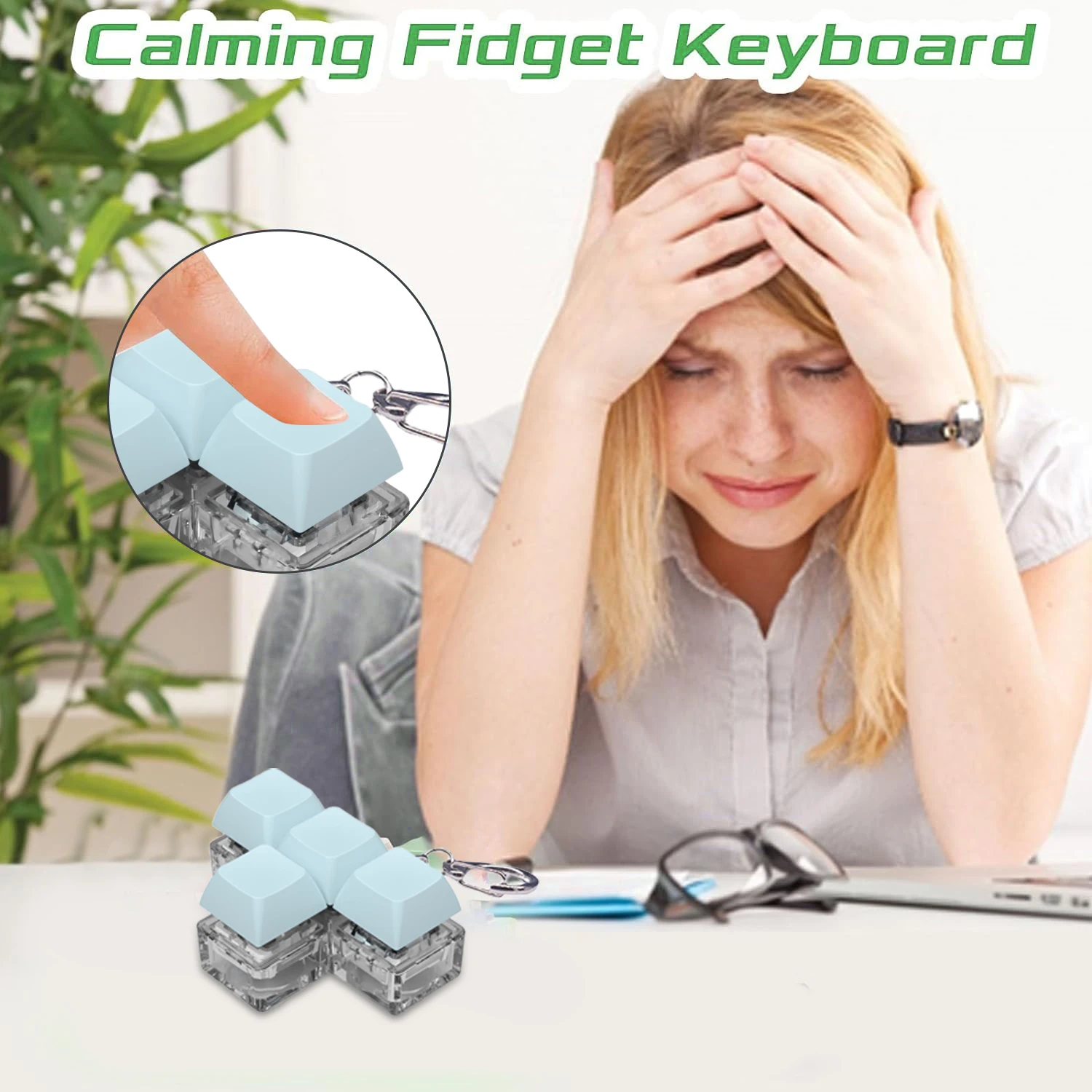 4-Key T-Shaped Keyboard Toy Fidget Keycap Toy Party Stress Relief Keycap Finger Buttons