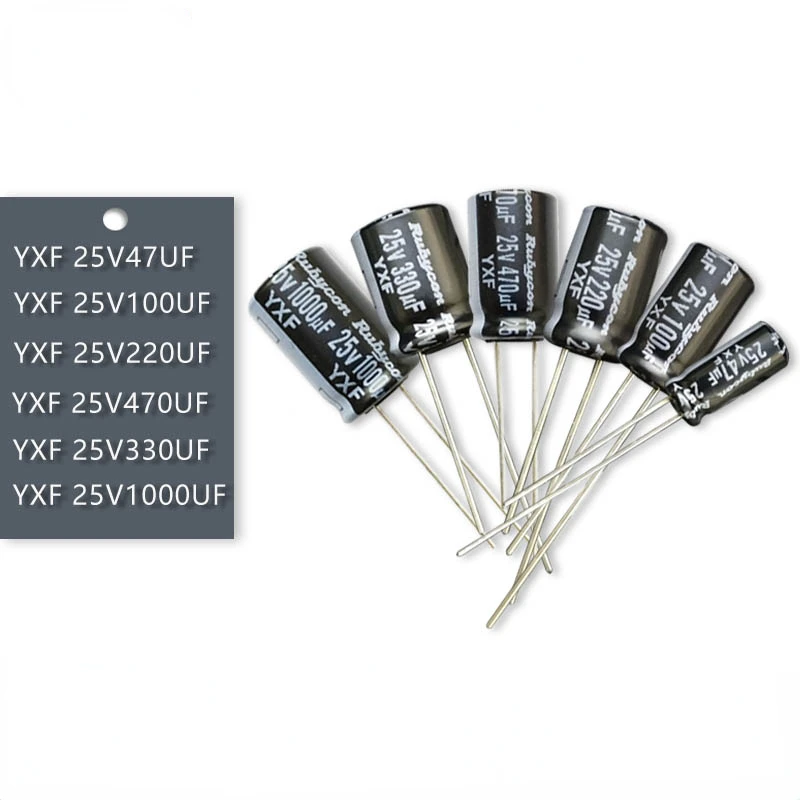 

10pcs Rubycon YXF 25V 47uF 100uF 220uF 330uF 470uF 1000uF 2200uF High frequency Low ESR LongLife Aluminum Electrolytic Capacitor