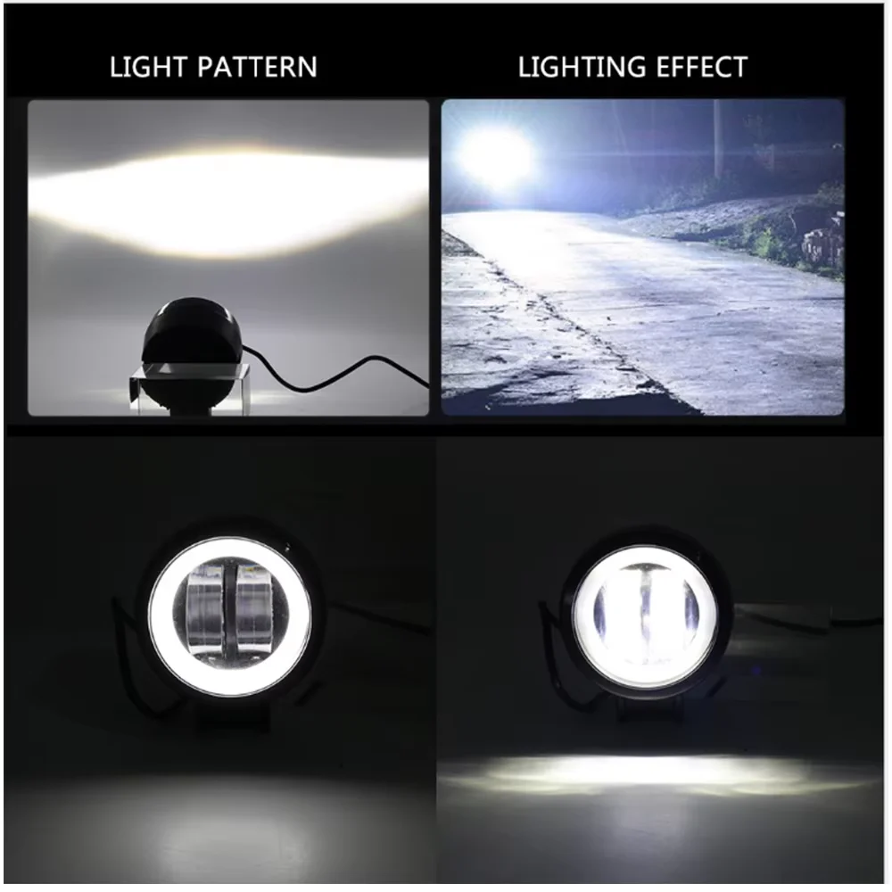 엔젤 아이 LED 안개등 사각 또는 원형 헤드라이트 자동차 및 전기 스쿠터용 아크틱 12-24V 아크틱 V3+ 렌즈