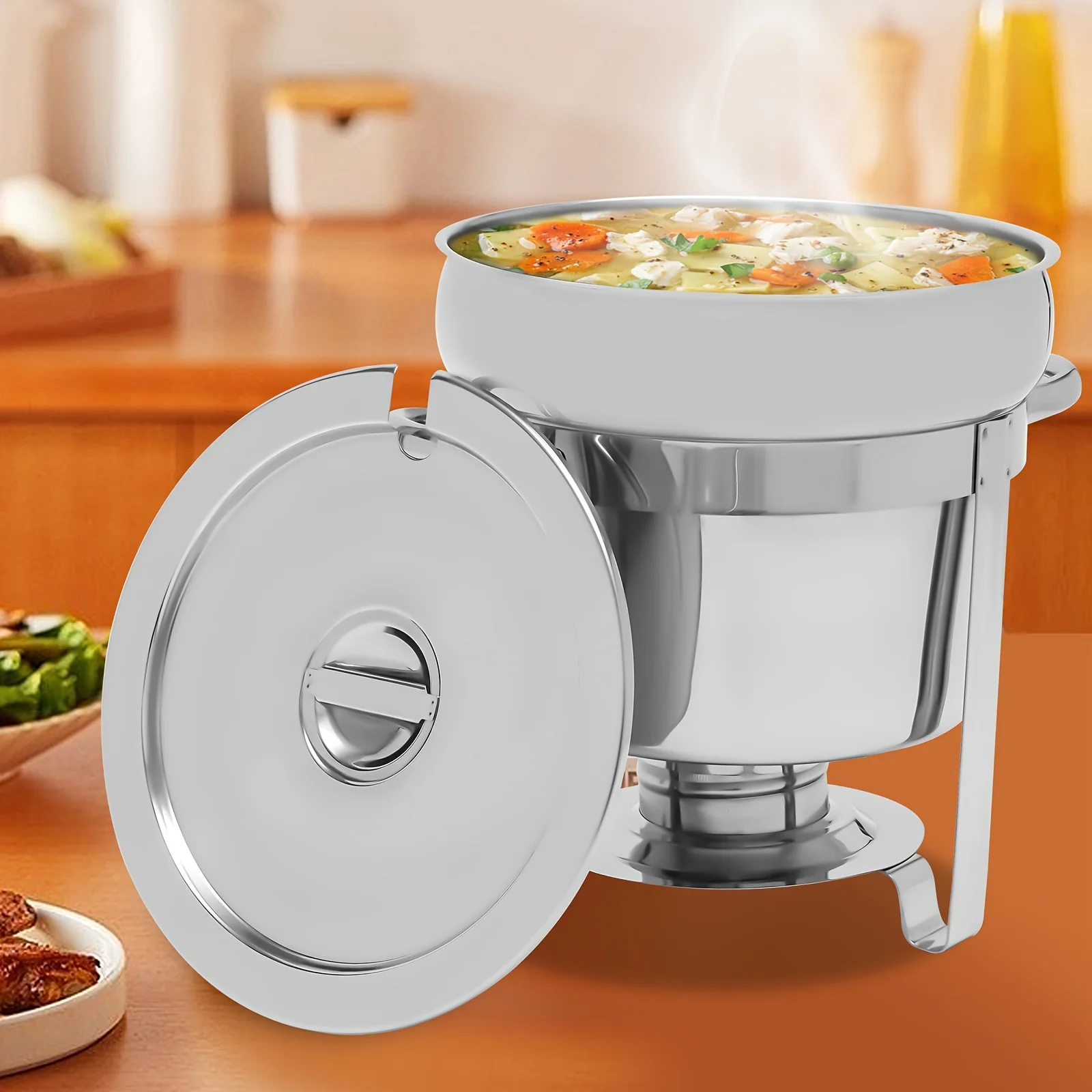 

11L Soup Chafer Station With Water Pan Contemporary Includes Fuel Holder and Sunken Pot Lid Practical Tool To Make Soup Large Ca