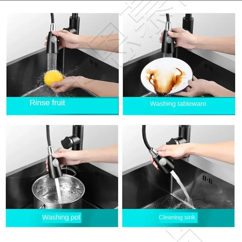 Nordic Metal Kitchen Sinks for Balcony Sink Black Thickened Nano Simple Design Household Kitchen Sink for and Restaurant