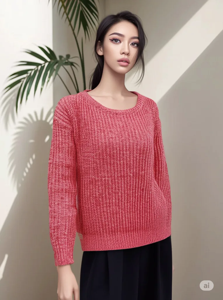 Europäischen Amerikanischen Einfarbig Rundhals Pullover frauen Herbst Winter Neue Lose Lange ärmeln Pullover Pullover – Detail 8