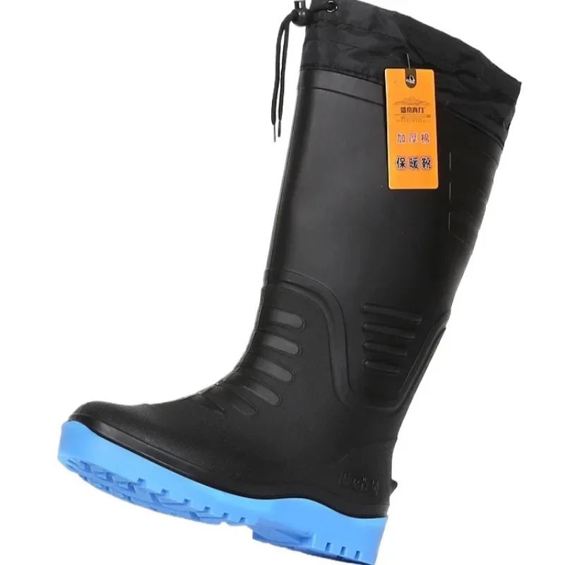 SP2 Men's Winter High Boots with Fleece Lining,Waterproof NonSlip Rain Boots Labor Protection Fishing Footwear,