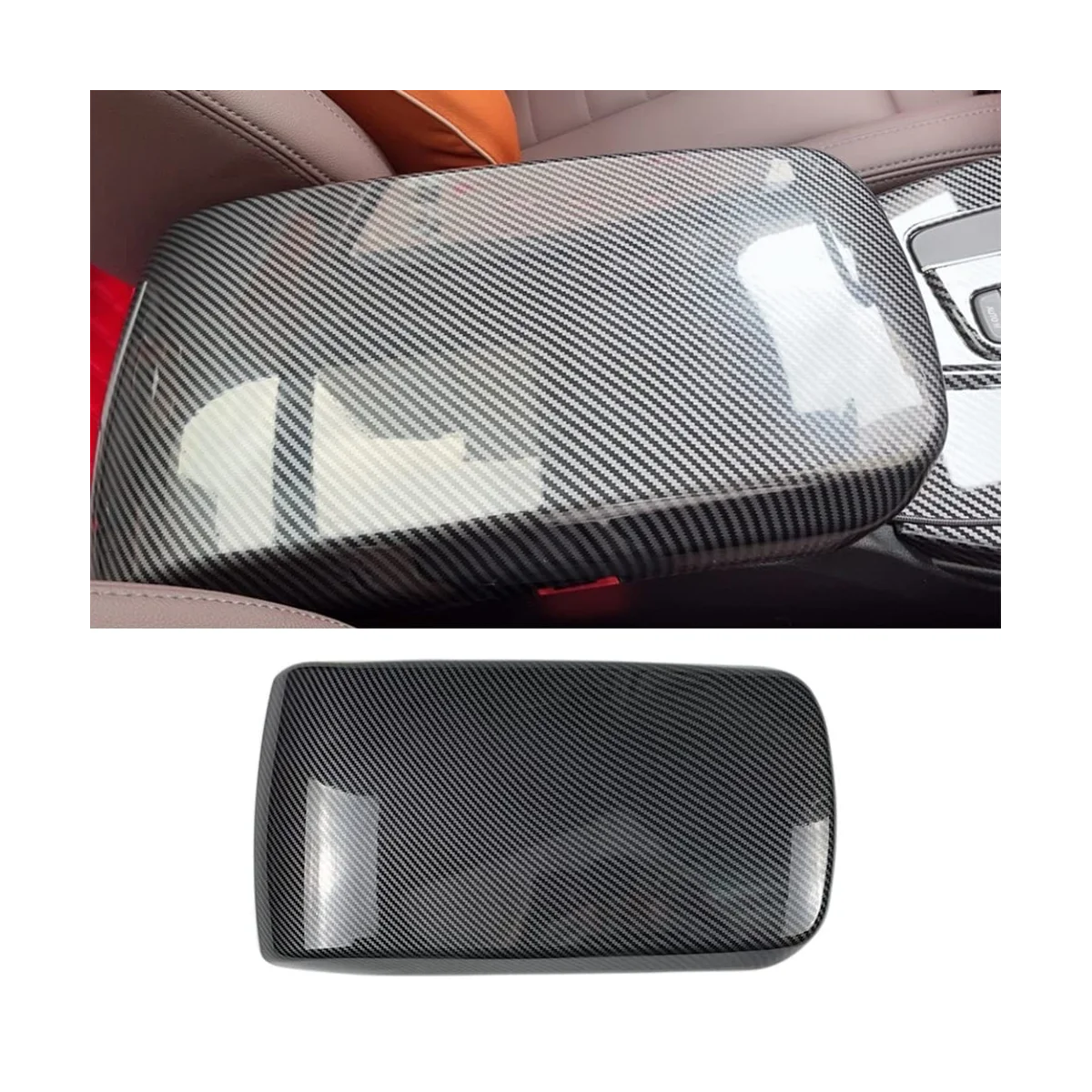 

Center Console Armrest Storage Box Lid Cover Panel Trim for BMW X3 G01 G08 2018-2022 Accessories, ABS Carbon Fiber
