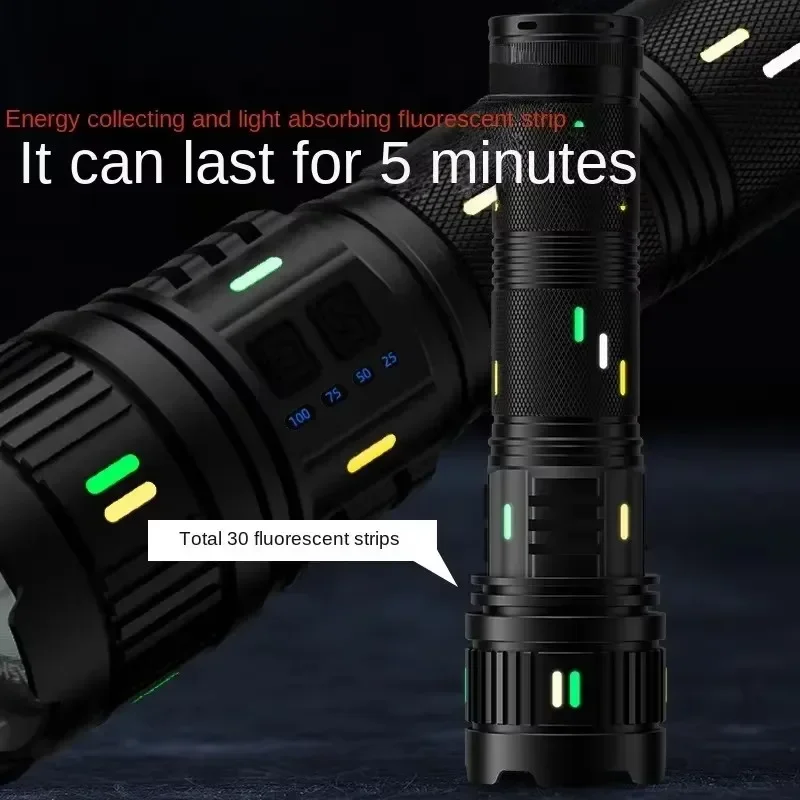 USB Rechargeable Powerful LED Flashlight 4*18650/4*181350 Battery White Laser Tactical Torch Luminous Strips Camping Lamp