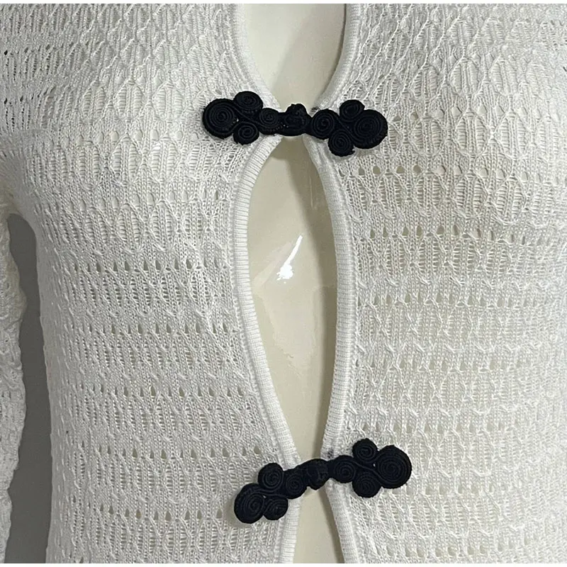 Elegant Hollow Out Knitted Long Dress Women Sexy Backless Solid Long Sleeve Slim Maxi Dresses Female Chic Party Beach Holiday