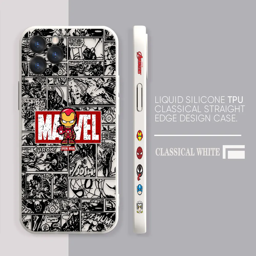 thumbnail image 1 of Case For iPhone 14 13 12 11 Pro XS Max Mini X XR 7 8 6 6S Plus Colour Simple Liquid Silicone Case Marvel Iron Spider-Man Comics, 1 of 5