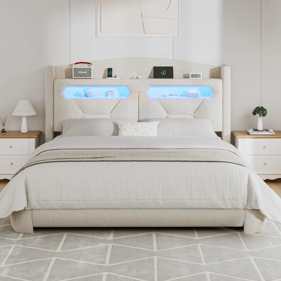 Queen Boucle Storage Bed 3