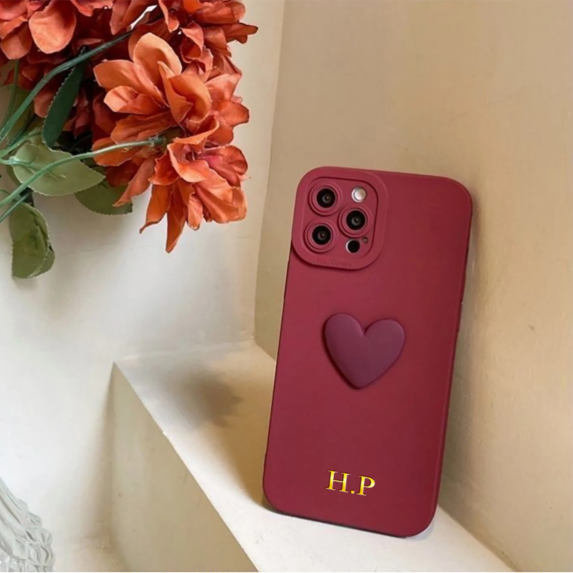 Personalized Stylish Custom Name Acrylic Heart TPU Case for iPhone thumbnail 5