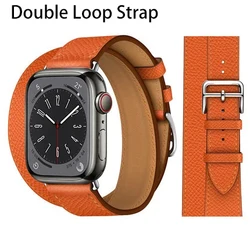 Premium Genuine Leather Watch Strap - Elegant and Versatile Wristband Bracelet for S11 - 10 - 46mm 44 - 45 - 49 (Double Feu Epsom)