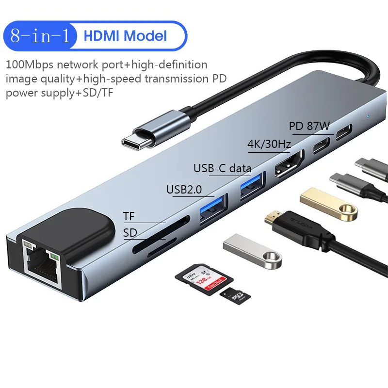 Usb C Hub Tipo C Splitter Thunderbolt 3 Docking Station Adattatore Per Laptop Con Per Macbook Air M1 Ipad Pro Rj45 Hdmi Computer