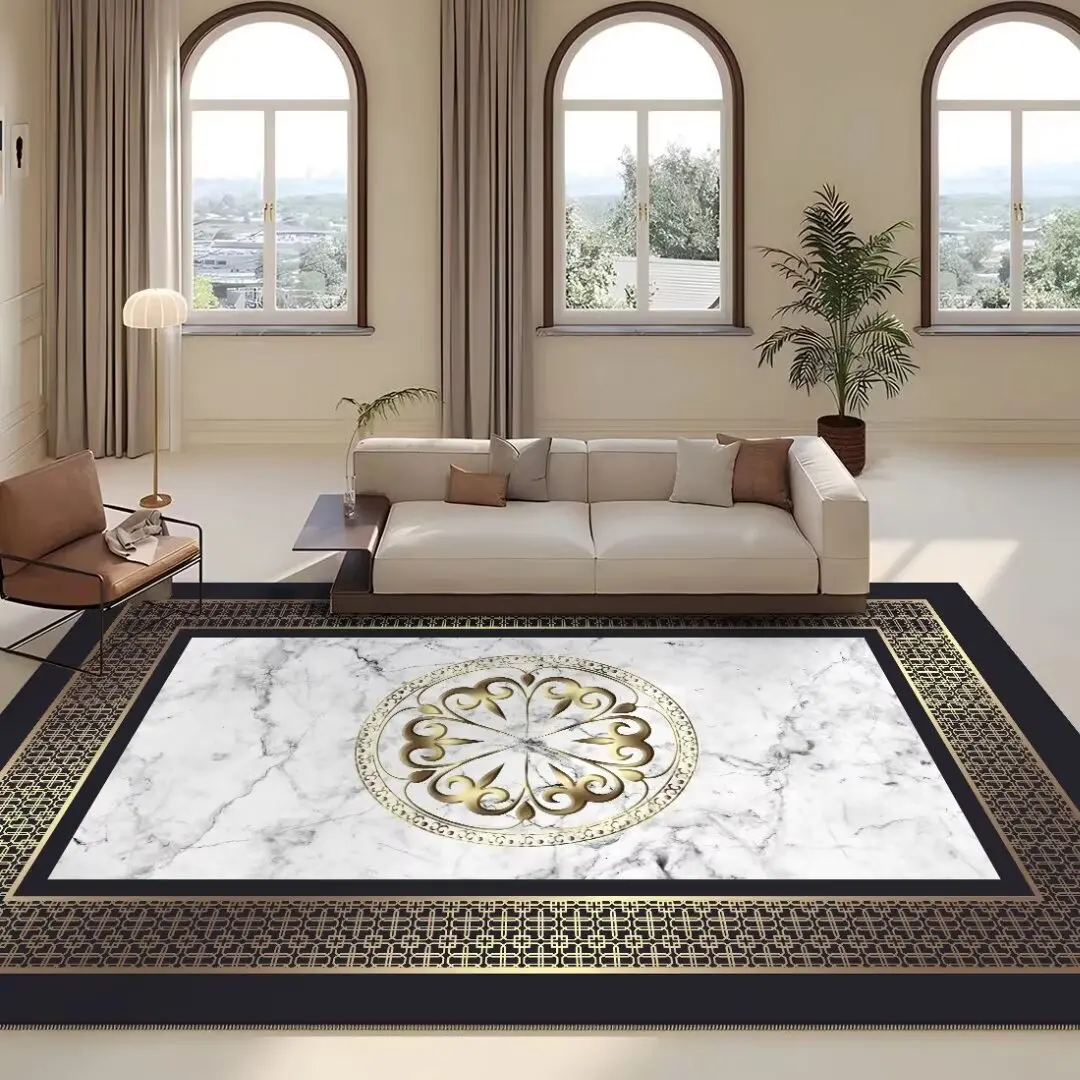 Luxury Gold Living Room Decoration Carpets Home High-quality Soft Rug Dining Room Easy Cleaning Non-slip Comfortable Floor Mat 4