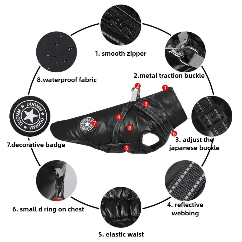 Pets Clothing Winter Dog Clothes Waterproof Dogs Coats Reflective Warm Cotton Clothing Windproof Pet Products Supplies