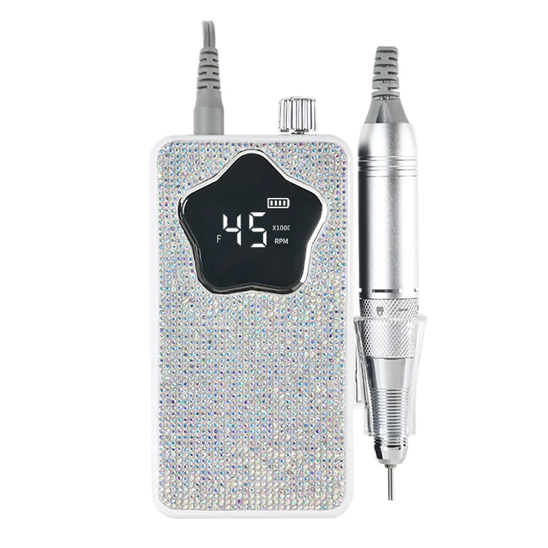 45000RPM Electric Nail Drill Machine Professional Nail polisher with Flash Diamond Decoration for Gel Portable Manicure tools 2