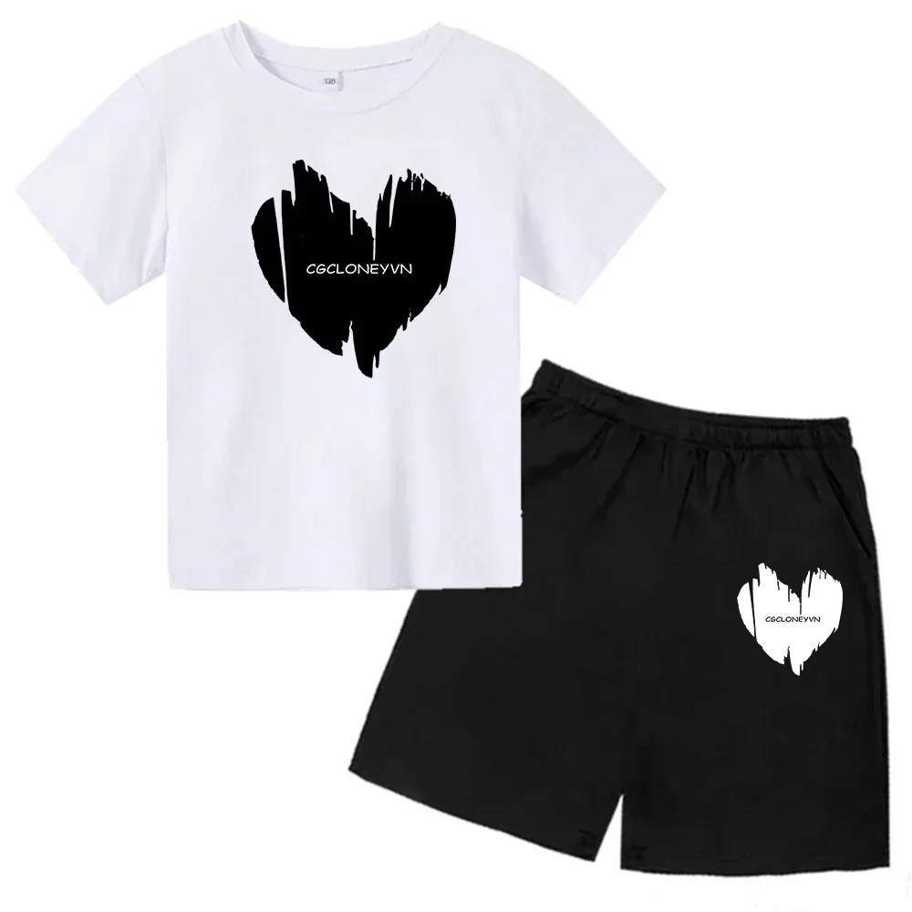 Conjunto de 2 piezas de camiseta y pantalones cortos para niños y adolescentes, ropa deportiva con estampado de moda coreana, conjunto de verano para bebés, manga corta, 3 a 12 años