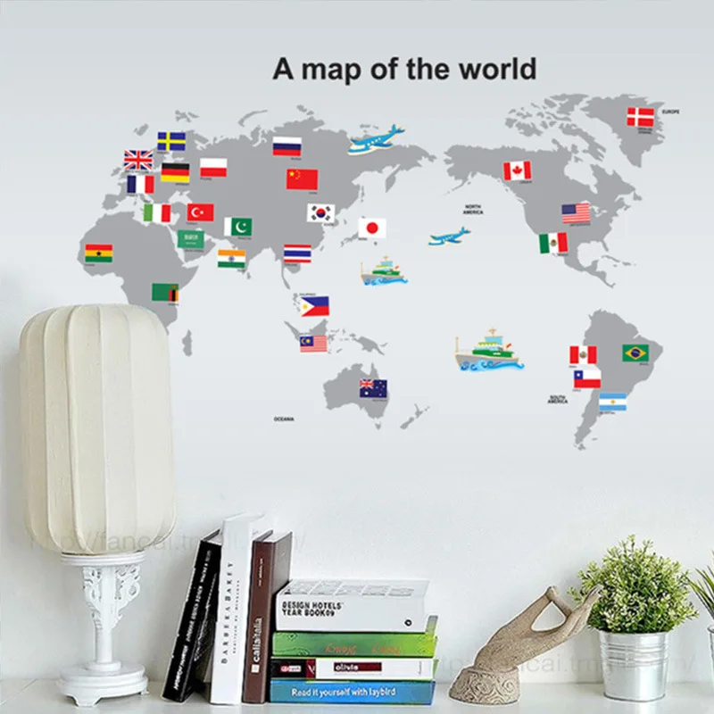 

World Map Wall Art Stickers Decal Decor Vinyl Poster Mural wallpaper removeable Custom DIY Kids gift