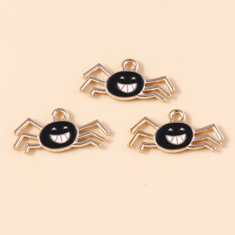 Leslie 10 Stück Halloween-Charms, niedlicher bunter Spinnennetz-Charms-Anhänger für Halloween-Schmuckherstellung, Halsketten, Ohrringe – Detail 11