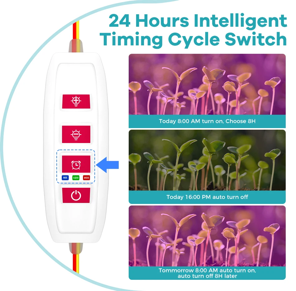 LED-Pflanzenwachstumslicht, USB, 5 V, Vollspektrum, hydroponisch, dimmbar, Timer, automatisches Ein-/Ausschalten, Kaktusblumen, Sukkulenten-Wachstumszuchtlampe – Detail 9