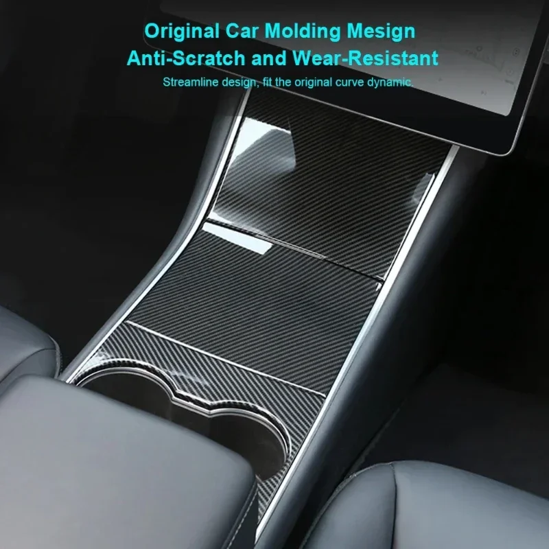 테슬라 모델 3 Y 2017-2020 중앙 제어판 보호 패치 ABS 탄소 섬유 장식 쉘 스티커 자동차 액세서리