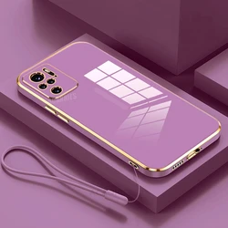 Luxury Plating Lanyard Silicone Phone Case - Elegant Back Cover - Redmi Note 11 Pro 5g (ZBSS Cherry Purple)