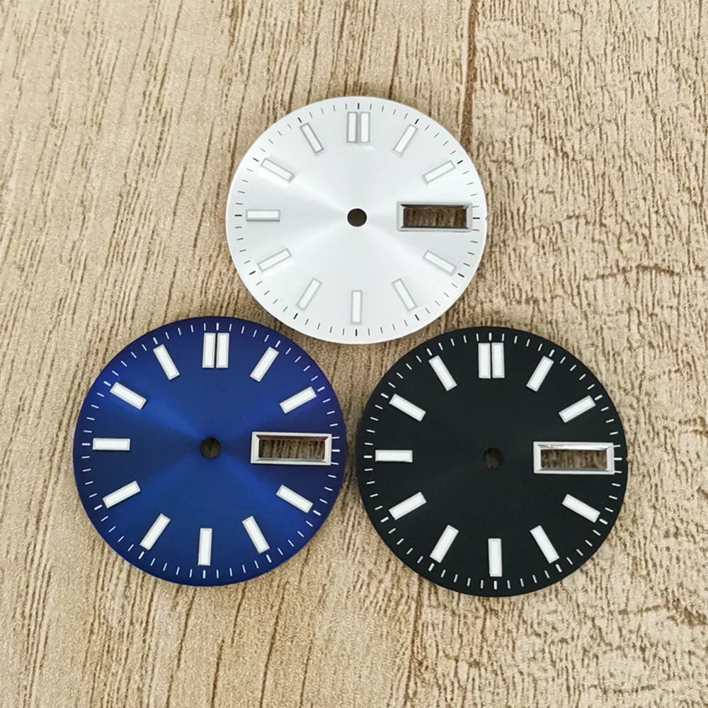 Verde Luminous Duplo Calendário Assista Dial Sunburst Faces Acessórios Modificação para Nh36 4r 7s Movimento 285 Milímetros