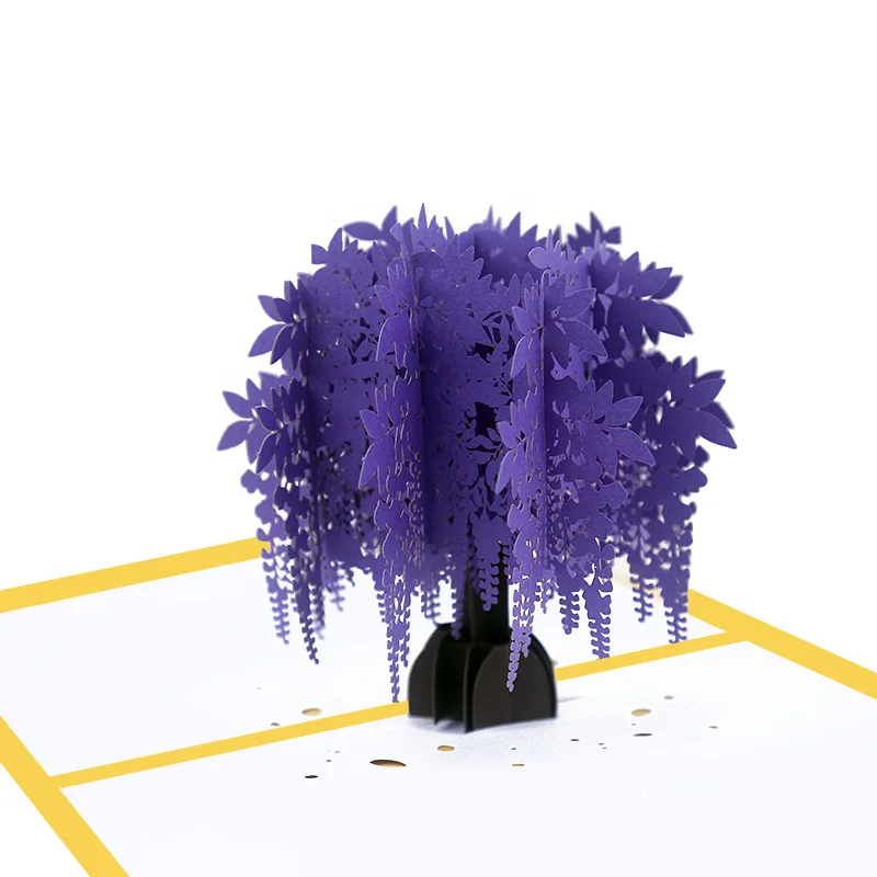 Romantic 3D Wisteria Pop Up Greeting Card, Valentine's Day, Flowers, Wedding Invitation, Gift, Sympathy Card, Blessing Card