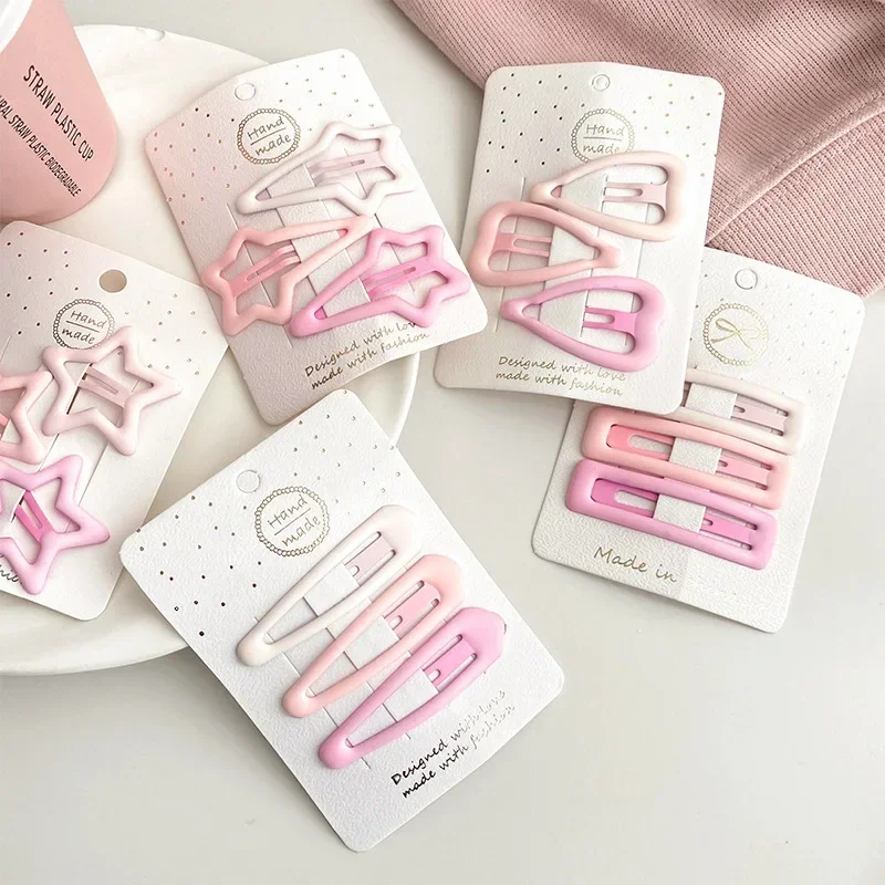 8 قطعة متجمد ستار BB مقاطع الشعر دبوس معدني لون الحلوى إكسسوارات الشعر دبابيس الشعر الصغيرة النساء فتاة الجانب كليب الخماسي دبوس الشعر HP01