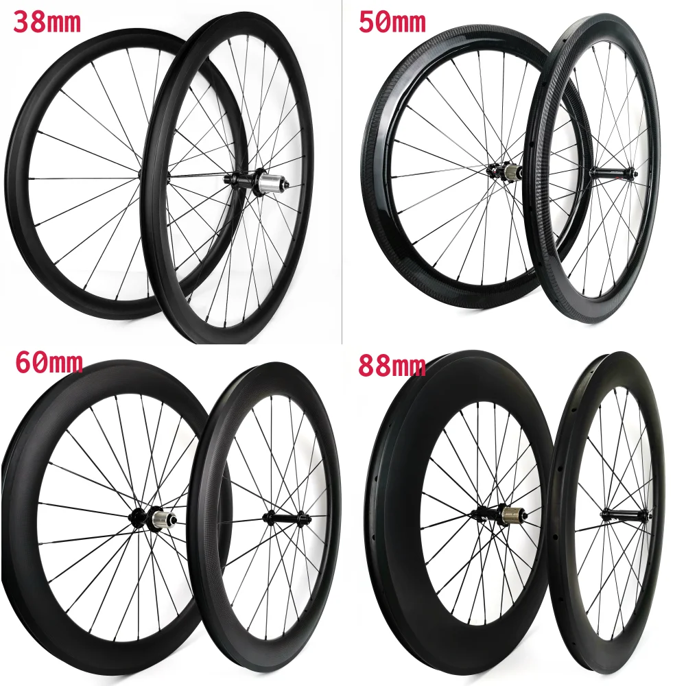 700C-Road-Bike-V-Brake-Carbon-Fiber-Wheelset-Depth-38-50-60-88mm-Width ...