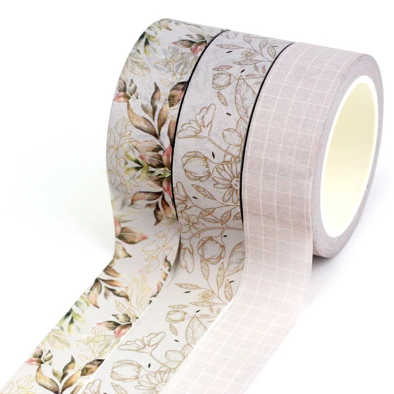 NEW 1PC 10M Decorative Cute Neutral & Beige Leaves Washi Tape Set for Planner Scrapbooking Masking Tape Stationery Supplies 2
