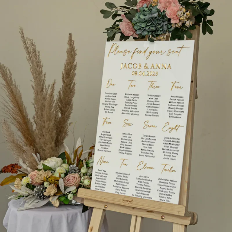 White Acrylic Seating Chart Wedding Seating Chart Wedding Sign Please Be Seated Sign Guests Plan